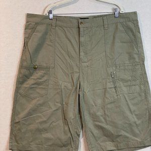 Mens Rigo Cargo Shorts Size 44x26 Green Logo Buttons Zip Snap Pockets